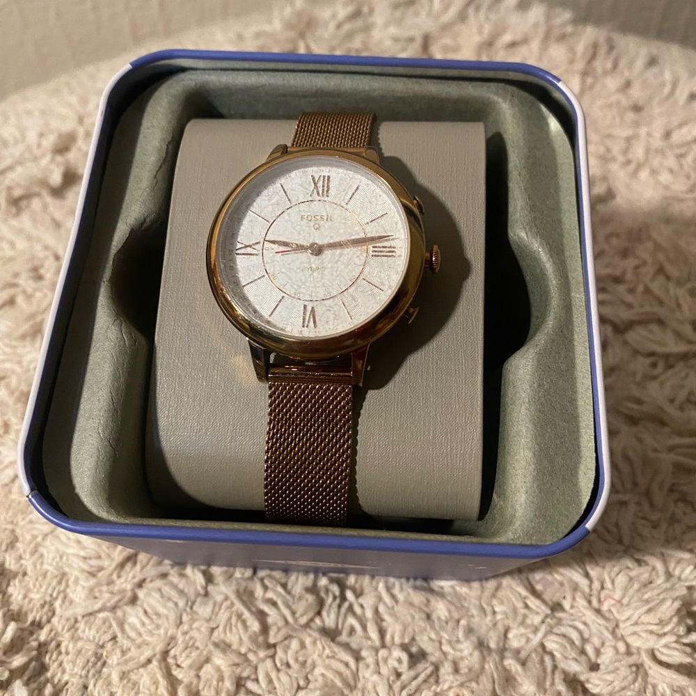 Fossil Q Jacqueline Hybrid Smartwatch Women's Watch Rose Gold Mesh Watch